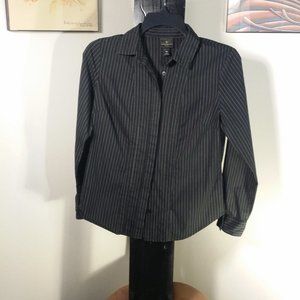 new Worthington petite pinstriped black button up